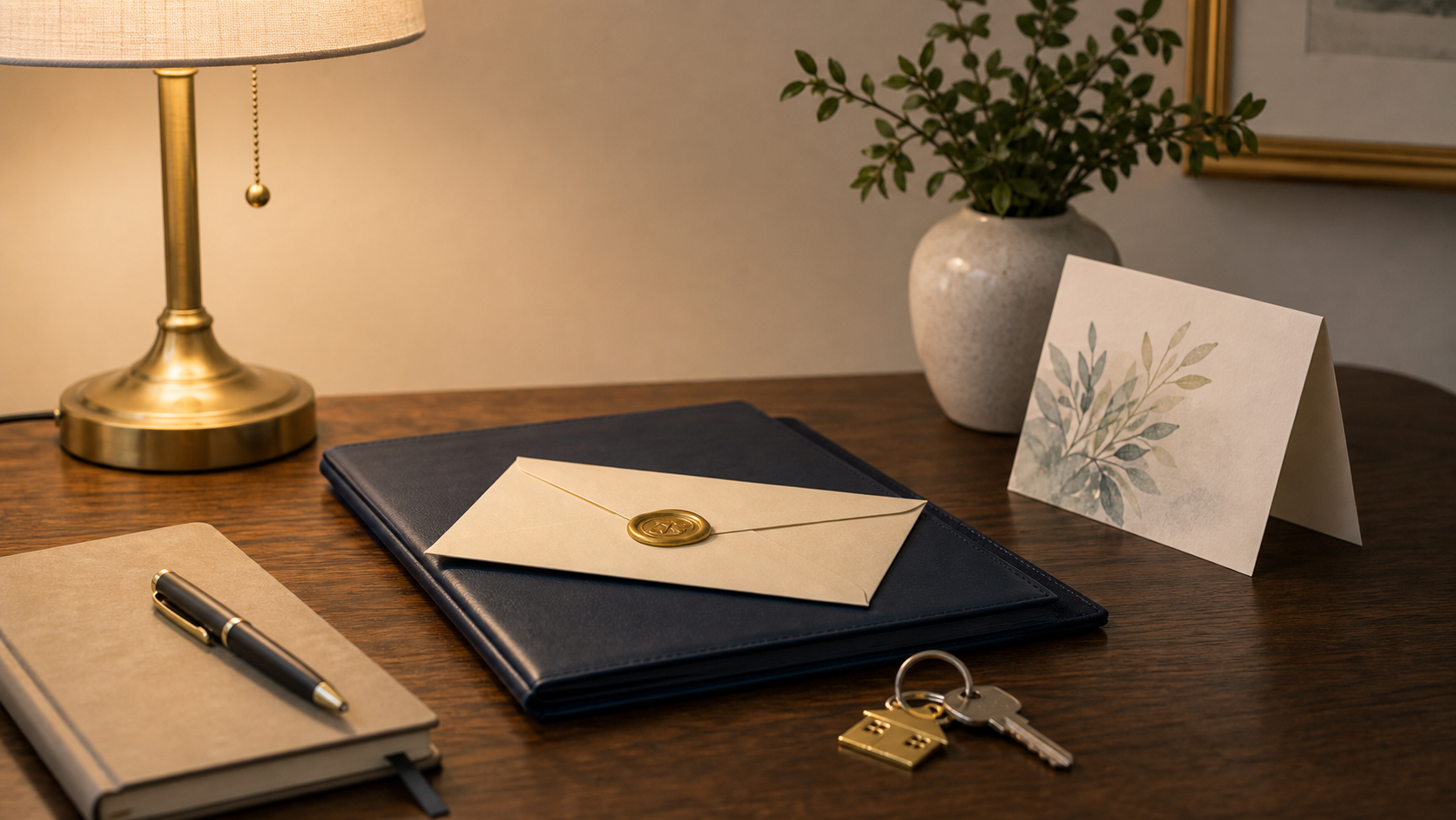 Probate documents and estate paperwork on a desk